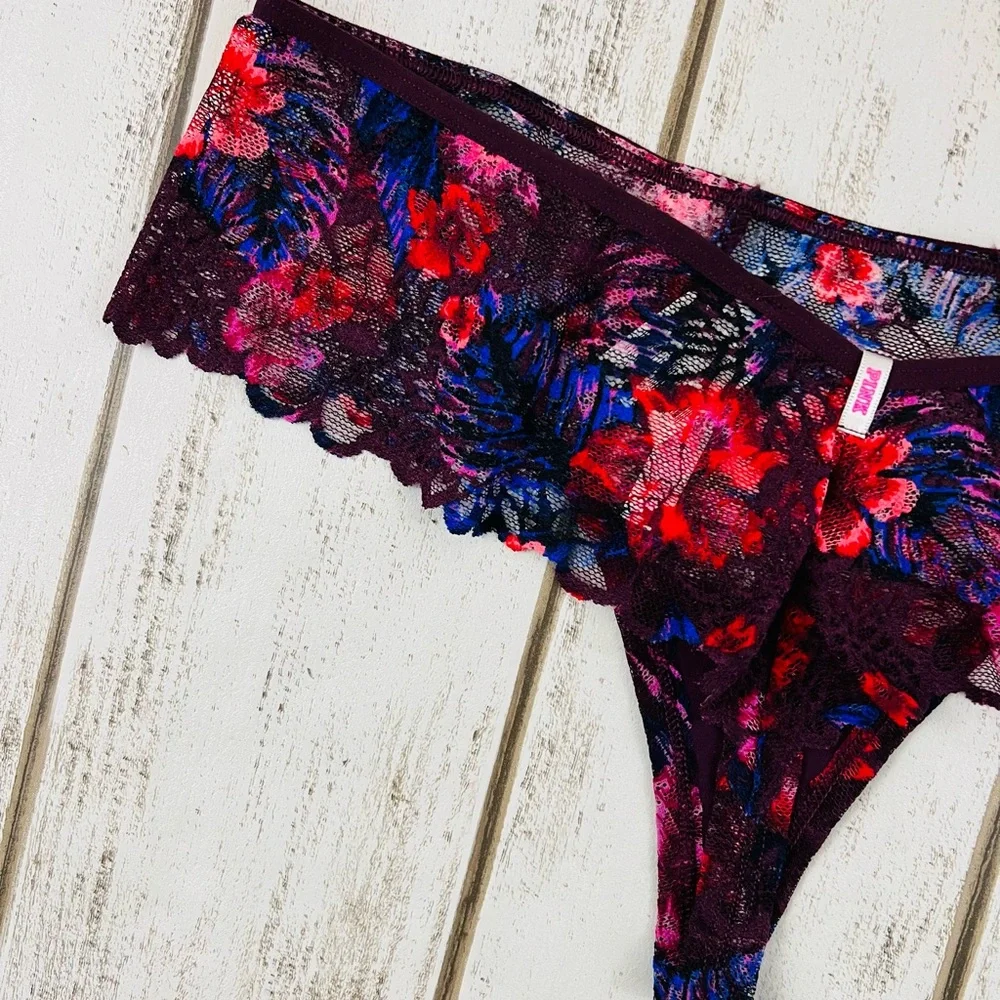 VS PINK Extra Low Rise Cheekster Thong Large Tropical Print